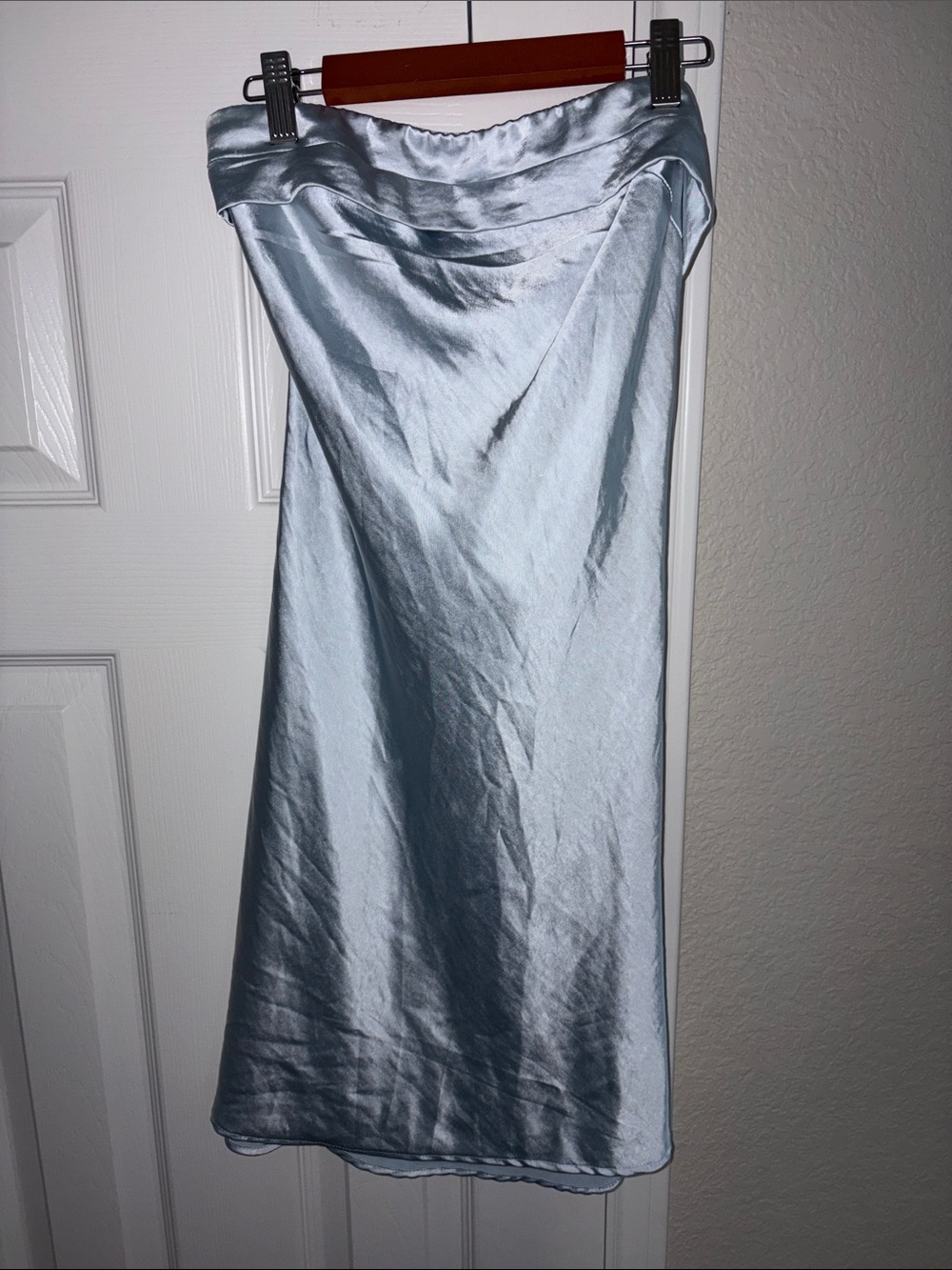 Light Blue Satin Slip Mini Dress - Very flattering
